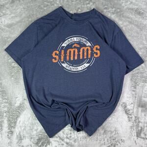 Simms Shirt Mens M Blue Outdoor Fishing Short Sleeve Crew Neck-Medium